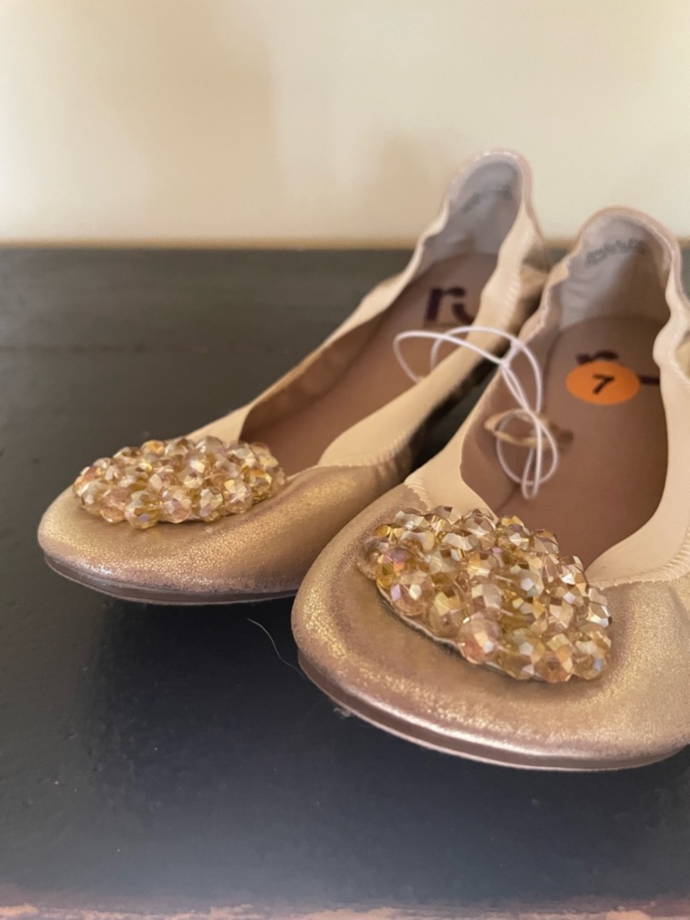Size 7 gold embellished ballet flat